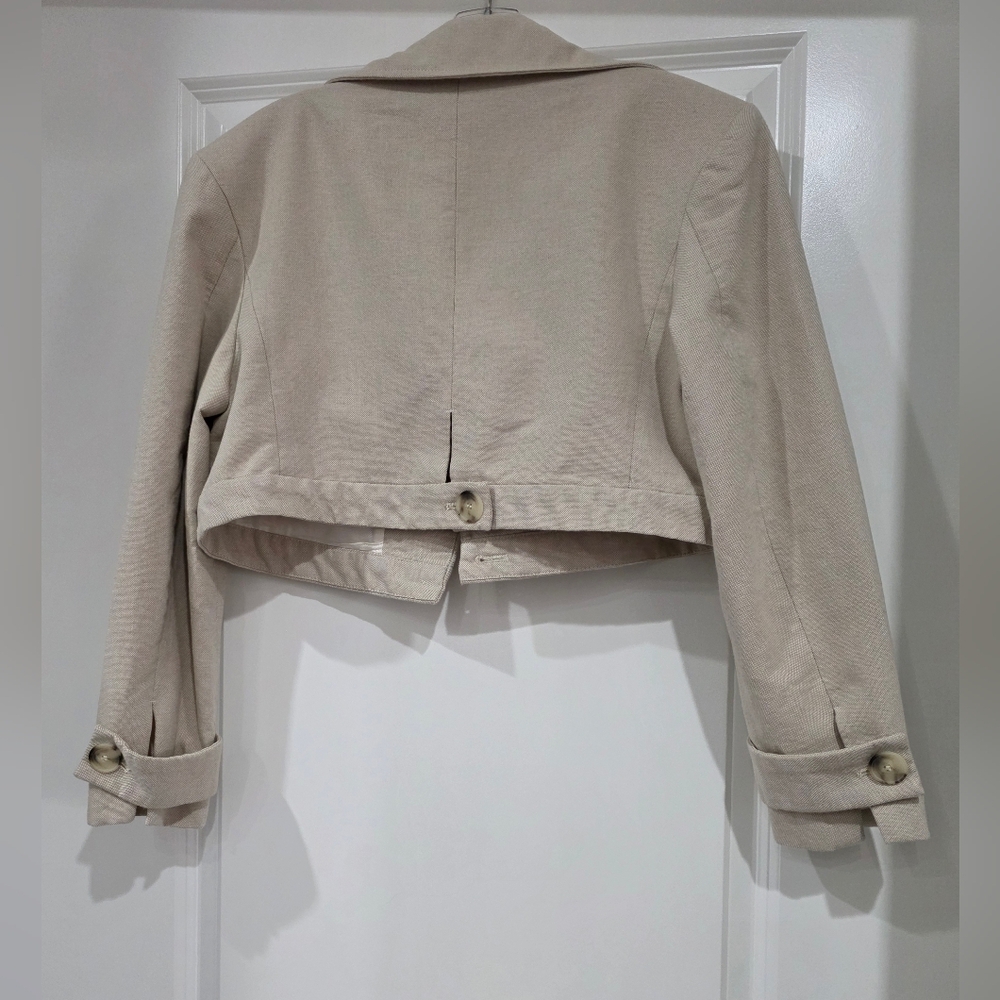 Zara Light Khaki Cropped Jacket - Picture 2 of 5